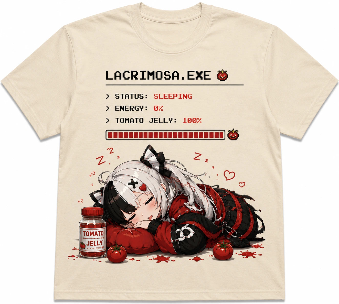 NTE Lacrimosa.exe Tomato Jelly Beige T-Shirt