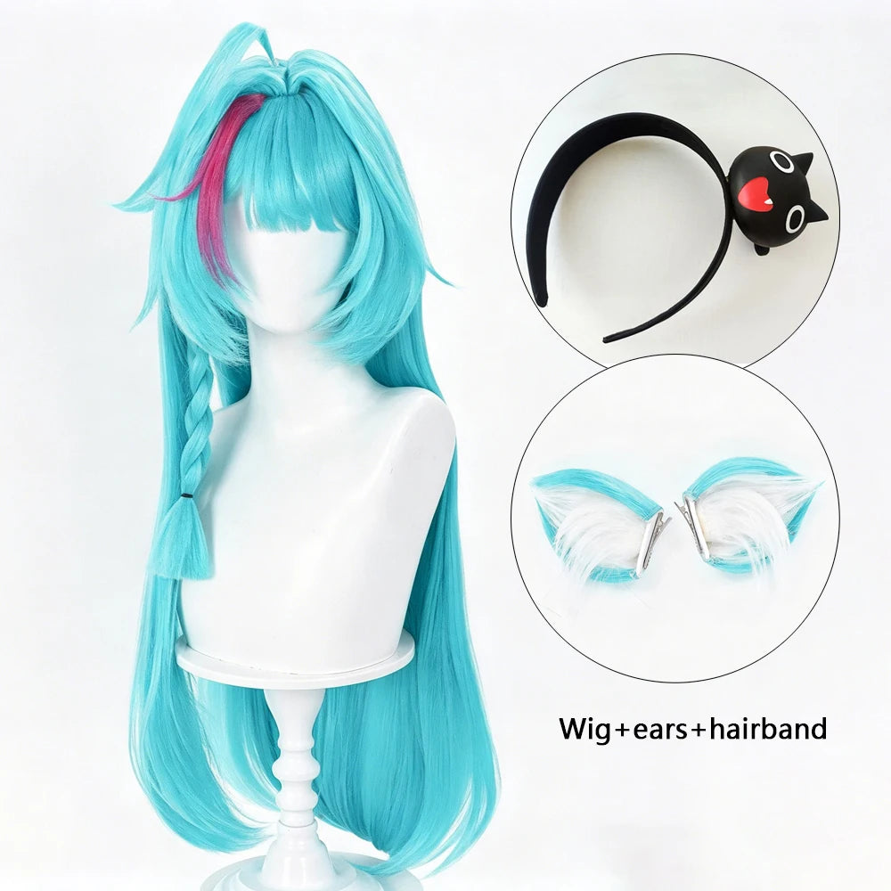 NTE Mint Cosplay Wig Set with Cat Ears and Hairband